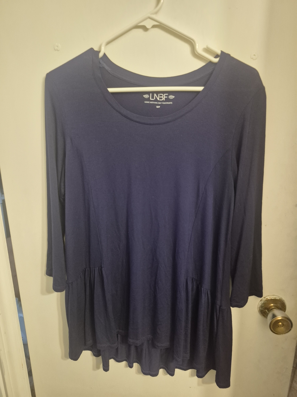 Navy Long-Sleeve Peplum Tunic Top